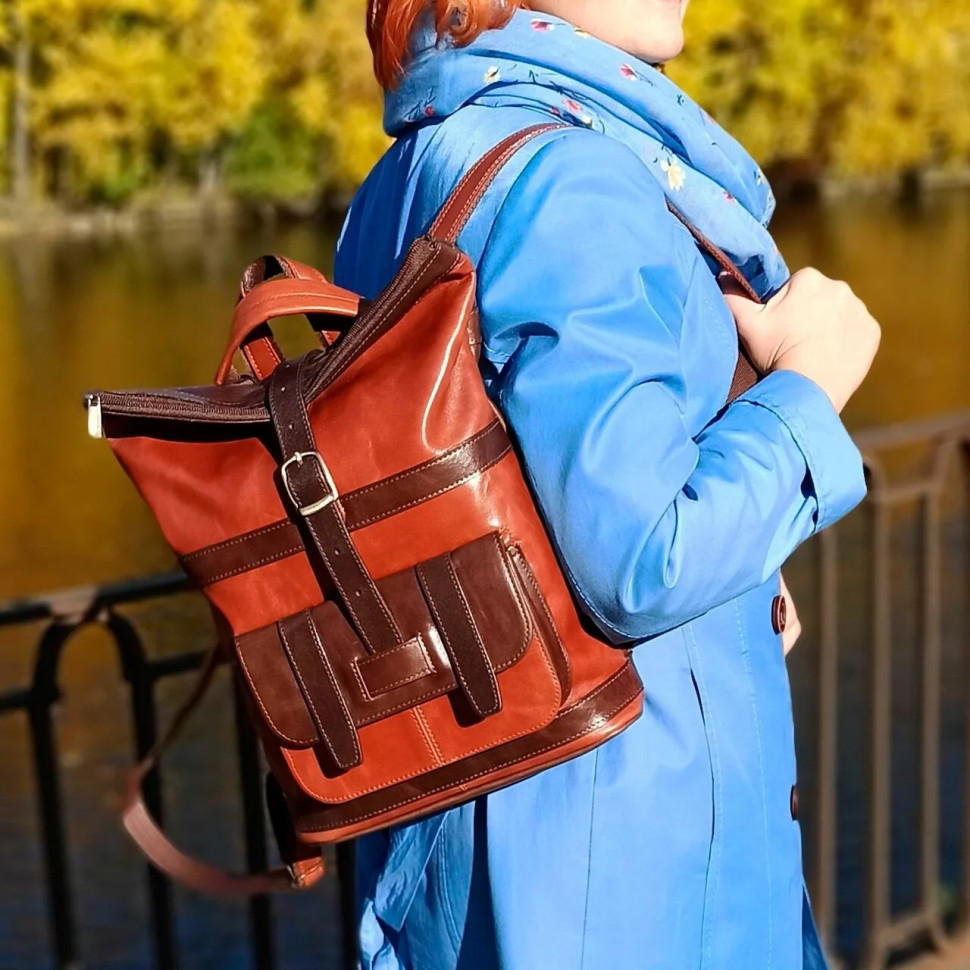 Сумка-рюкзак Natalia Kalinovskaya 54.602 Джойс рыжий/коричневый гладкая