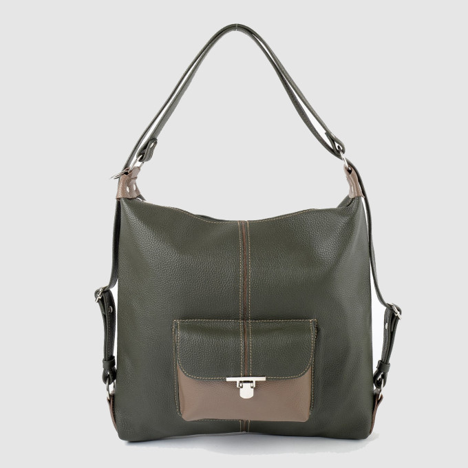 Сумка-рюкзак Sumkov 284 зелёная/бежевая Сумка-рюкзак Sumkov 284 зелёная/бежевая