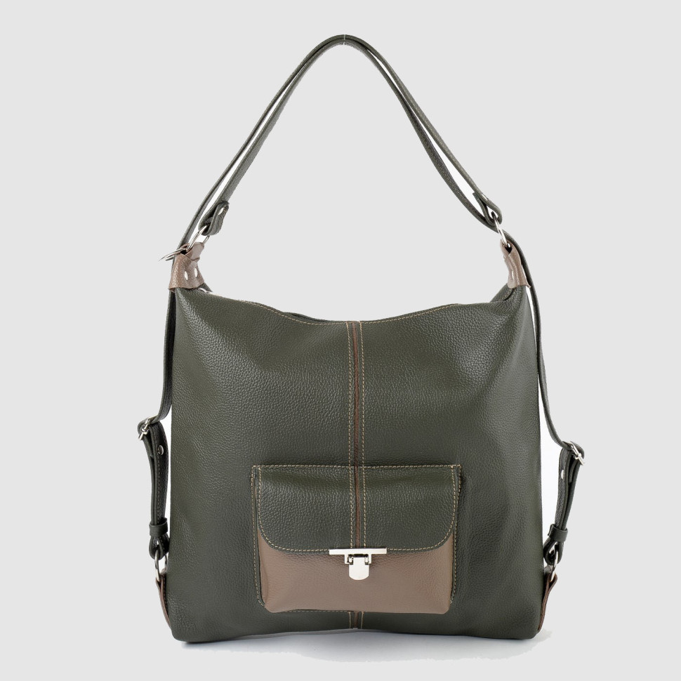 Сумка-рюкзак Sumkov 284 зелёная/бежевая Сумка-рюкзак Sumkov 284 зелёная/бежевая