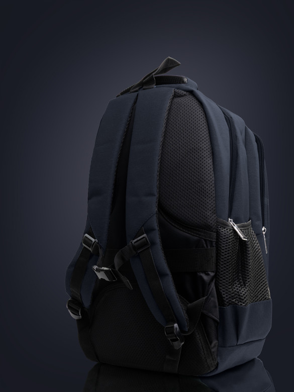 Рюкзак с ортопедической спинкой 2268 чёрный, с нагрудным ремнём 