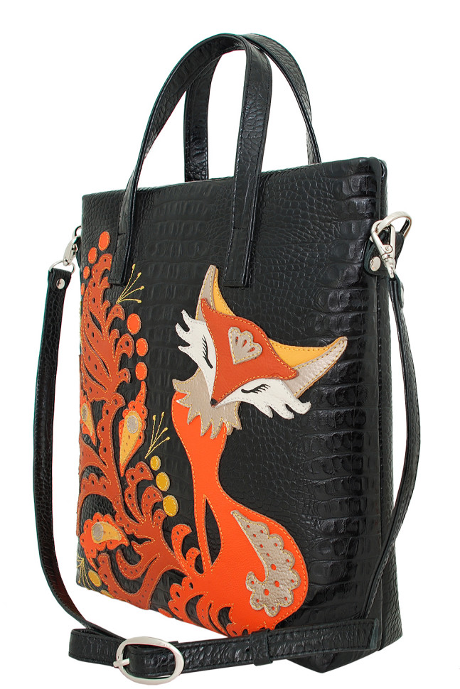 Сумка женская Protege, ДС-220-176 Лиса №2 чёрная рептилия кайман