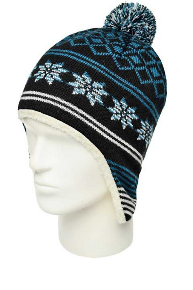 Ушанка унисекс MARHATTER, 9300 чёрная/морская волна Ушанка унисекс MARHATTER, 9300 чёрная/морская волна