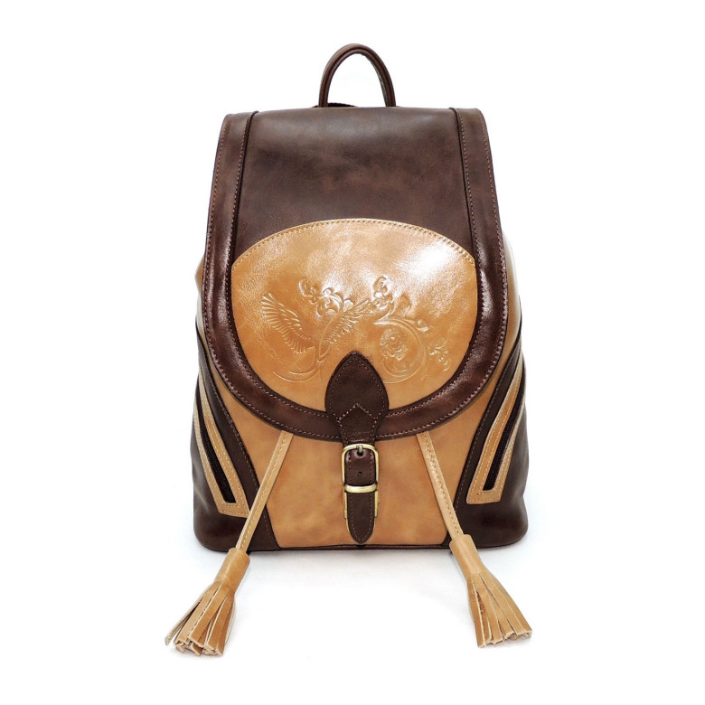 Рюкзак женский Natalia Kalinovskaya, "Ксантия" бежевый/коричневый