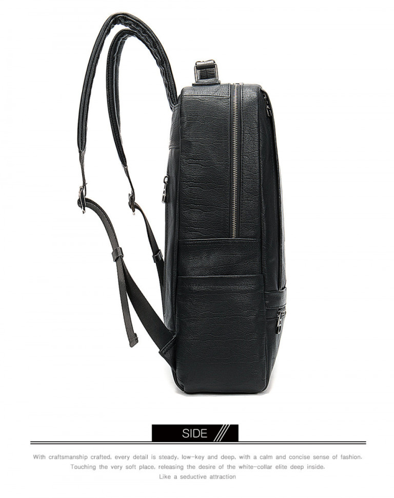 Большой мужской рюкзак из натуральной кожи 8723 чёрный