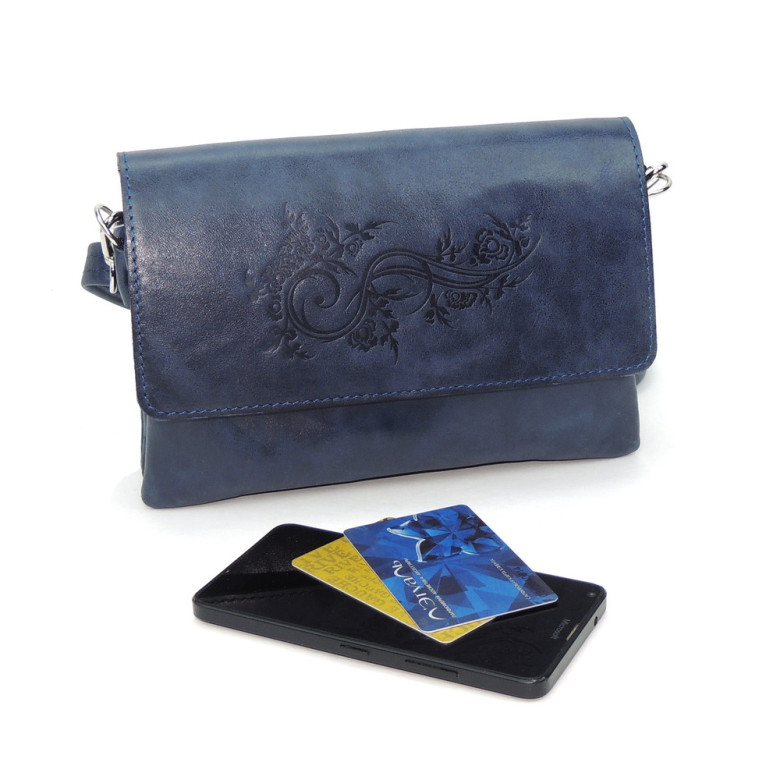 Синяя женская кожаная сумка Natalia Kalinovskaya «Роксан» Растение