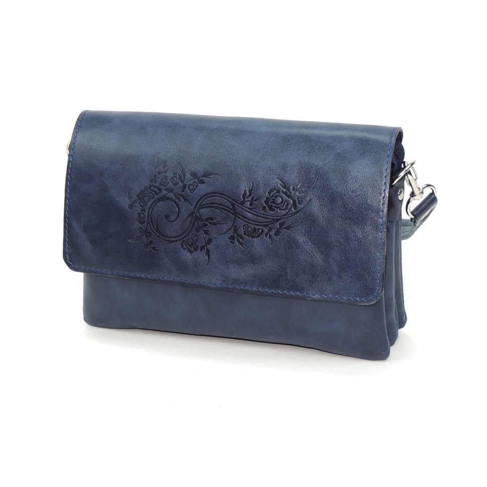 Синяя женская кожаная сумка Natalia Kalinovskaya «Роксан» Растение Синяя женская кожаная сумка Natalia Kalinovskaya «Роксан» Растение