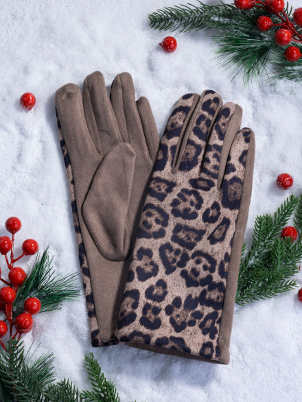 Перчатки женские Victory Леопард бежевые Перчатки женские Victory Леопард бежевые