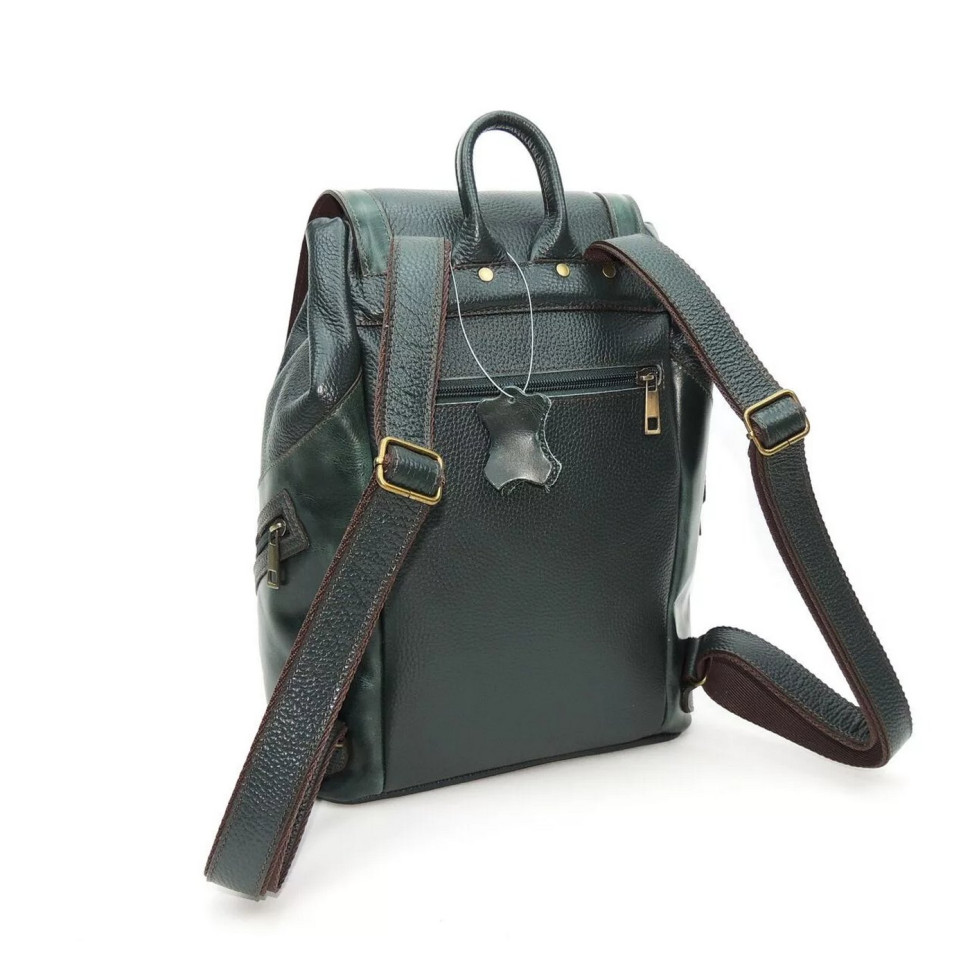 Рюкзак кожаный зелёный Natalia Kalinovskaya «Жанна»