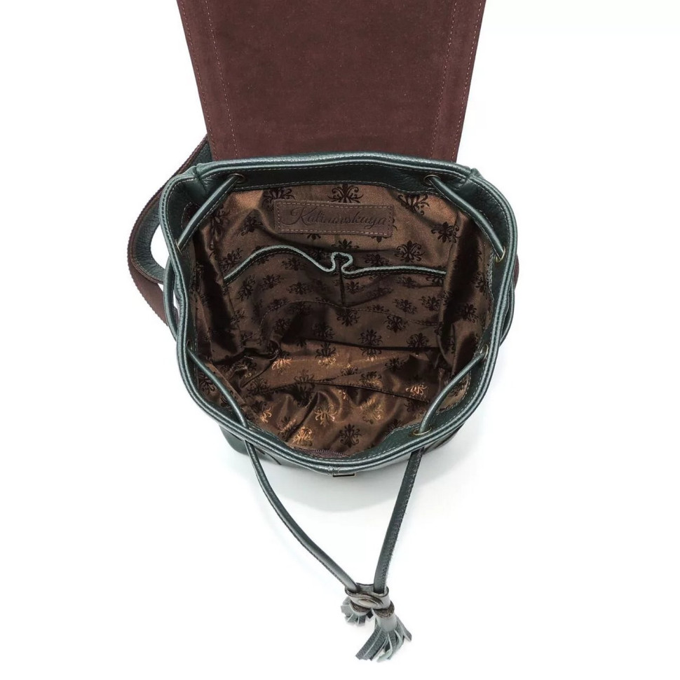 Рюкзак кожаный зелёный Natalia Kalinovskaya «Жанна»