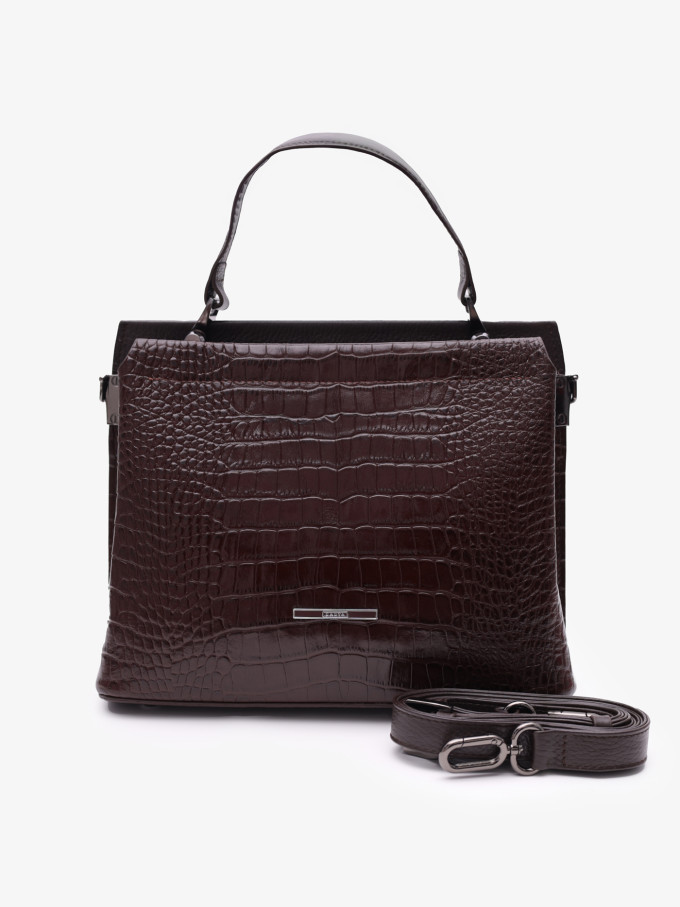 Сумка женская Karya 2427 тёмно-коричневый крокодил Сумка женская Karya 2427 тёмно-коричневый крокодил