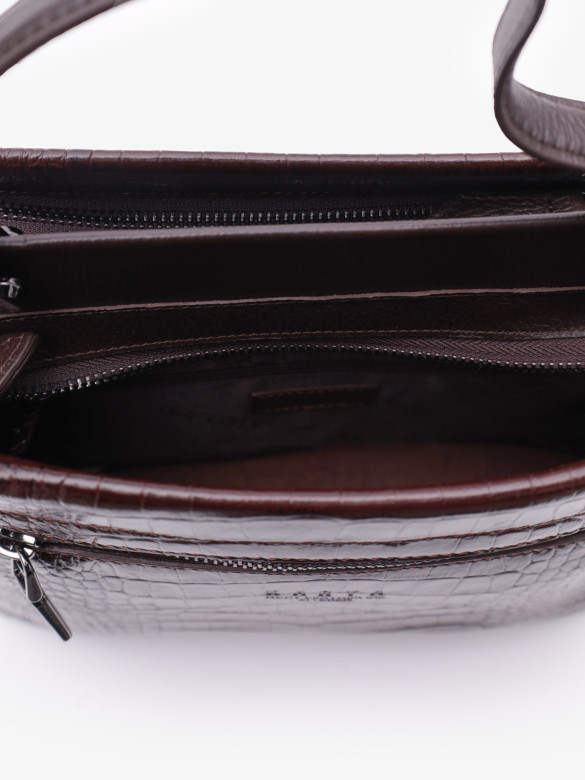 Сумка женская Karya 2427 тёмно-коричневый крокодил