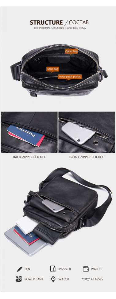 Мужская сумка через плечо 8717 чёрная