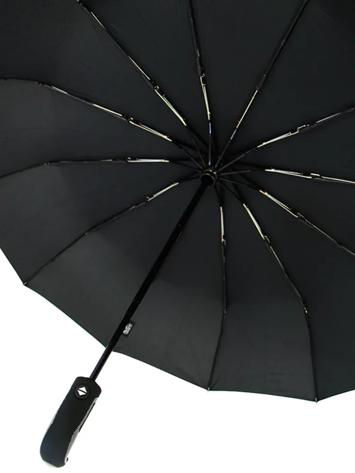 Зонт мужской Popular 2600-MN 12 спиц чёрный, полный автомат, ручка крюк пластик