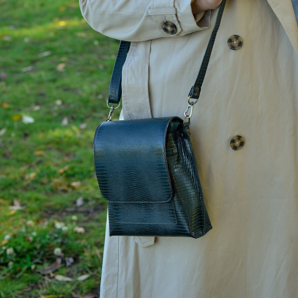 Женская кожаная сумка Natalia Kalinovskaya С86р-932 зелёная рептилия Женская кожаная сумка Natalia Kalinovskaya С86р-932 зелёная рептилия