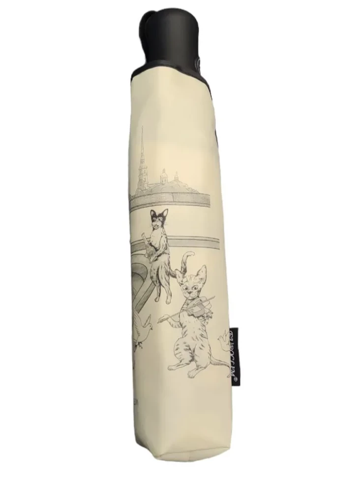 Зонт женский EuroClim 1843 "Коты", бежевый, полный автомат