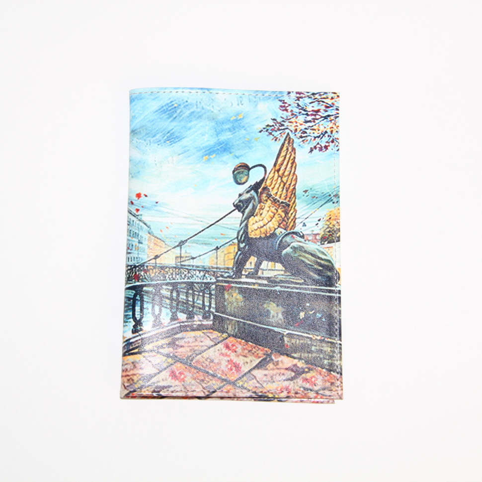 Обложка для паспорта 02-006-018-9 "Грифоны, Банковский мост"