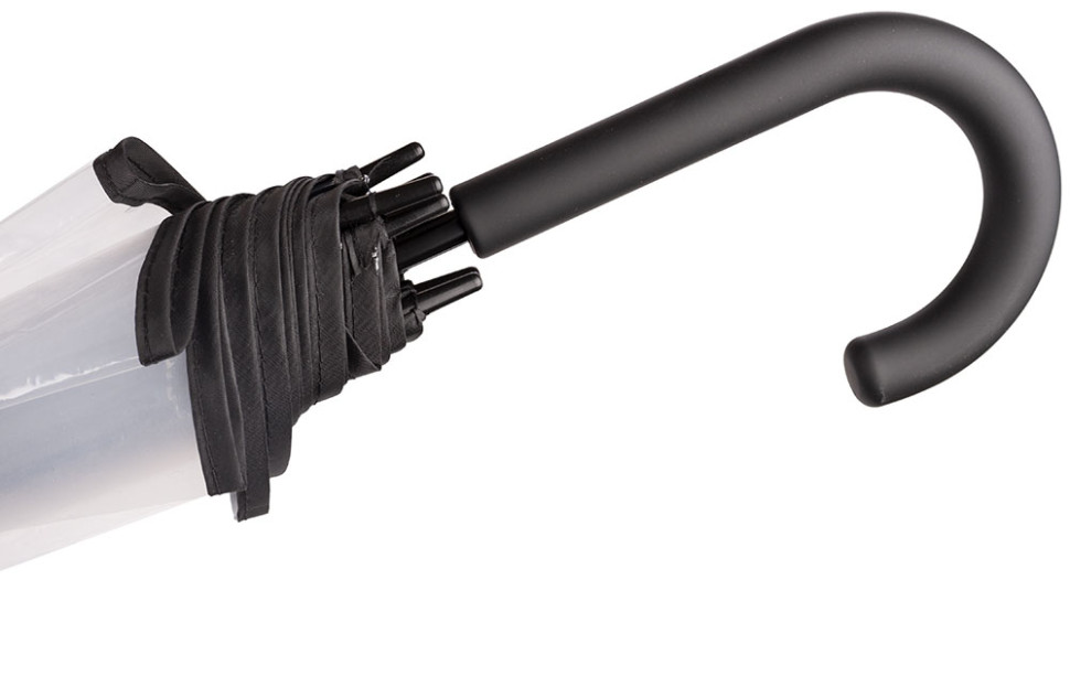 Зонт-трость прозрачный Raindrops 42800, чёрный кант, полуавтомат Зонт-трость прозрачный Raindrops 42800, чёрный кант, полуавтомат