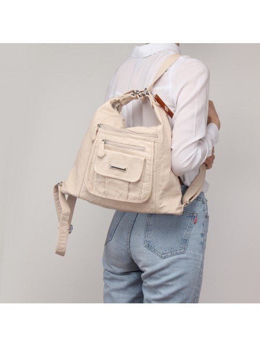 Сумка-рюкзак Runyi 1663 бежевая Сумка-рюкзак Runyi 1663 бежевая