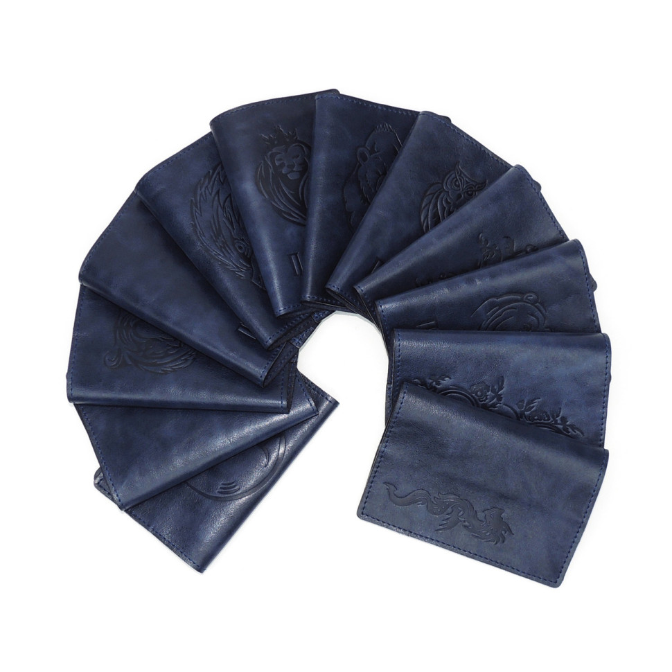 Обложка для паспорта кожаная Синий, Тигр Обложка для паспорта кожаная Синий, Тигр