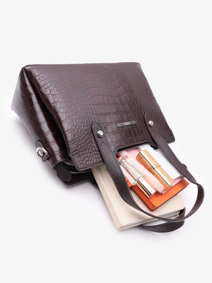 Сумка женская Karya 2390 тёмно-коричневый крокодил Сумка женская Karya 2390 тёмно-коричневый крокодил