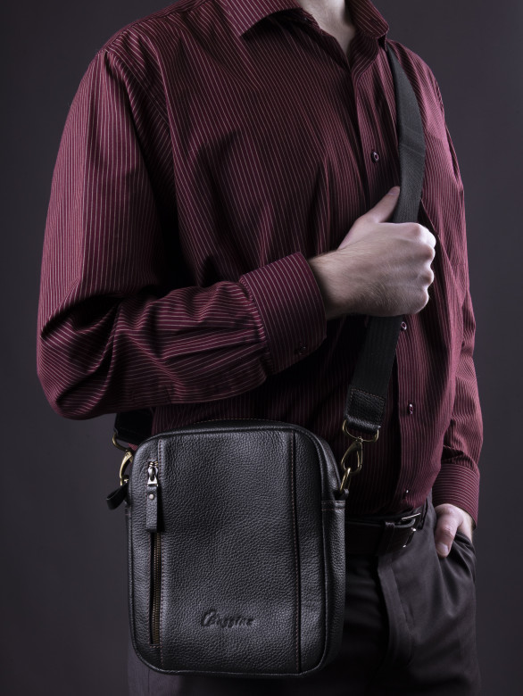 Сумка мужская Baggins 0109 черная фл. Сумка мужская Baggins 0109 черная фл.