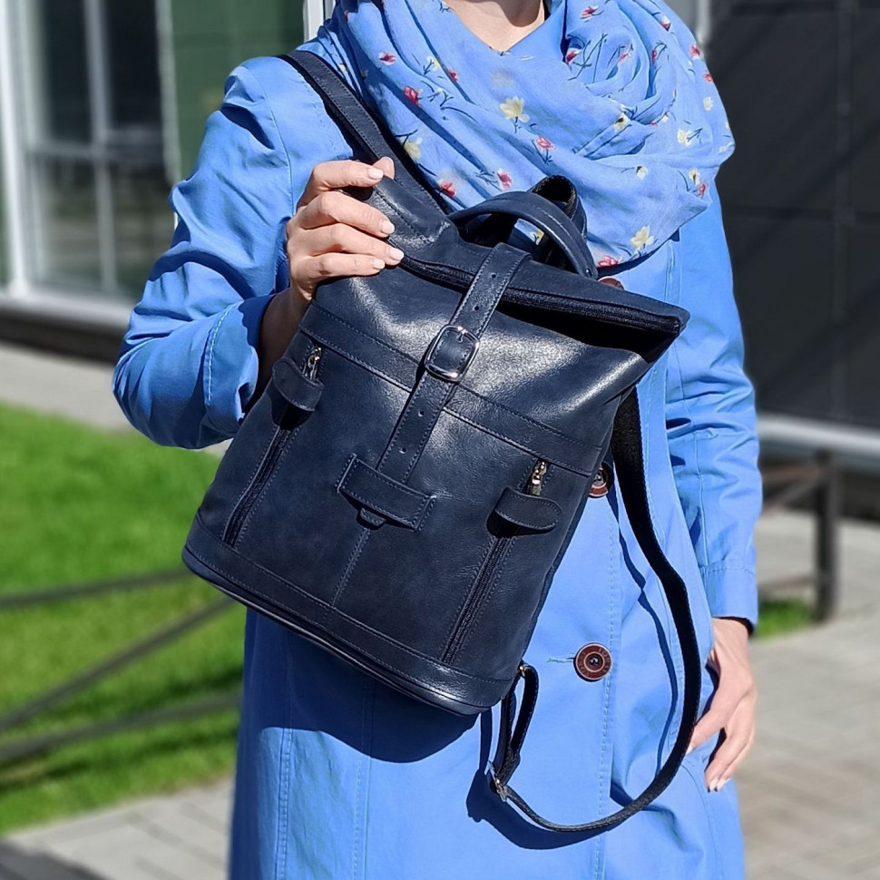 Кожаная сумка-рюкзак Natalia Kalinovskaya "Альто" синяя Кожаная сумка-рюкзак Natalia Kalinovskaya "Альто" синяя